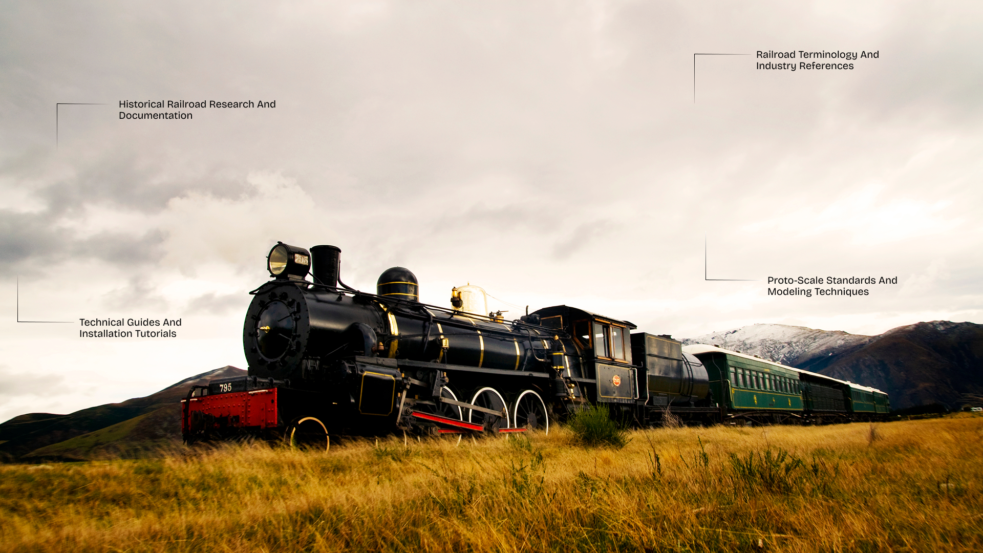 Train in golden landscape